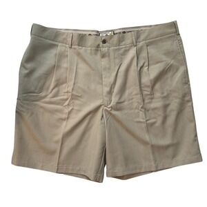 Caribbean Joe Pleated Shorts Khaki Casual Comfort Fit Men's Size 48